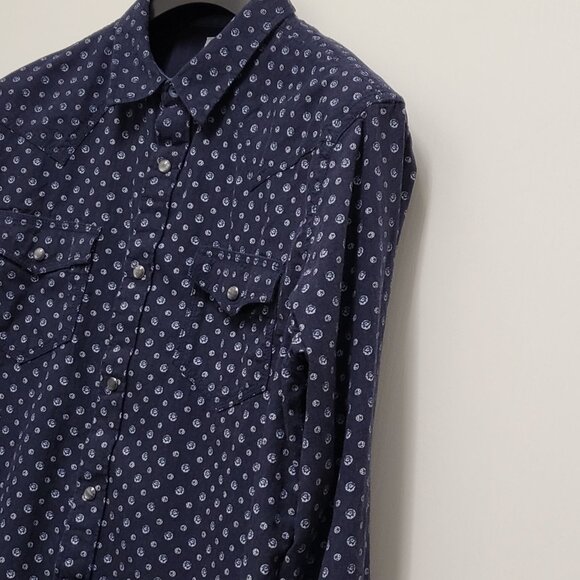 Moon Shine Spirit Shirt  Pearl Snap Mens Large Long Sleeve Brad Paisely Western - Picture 8 of 15